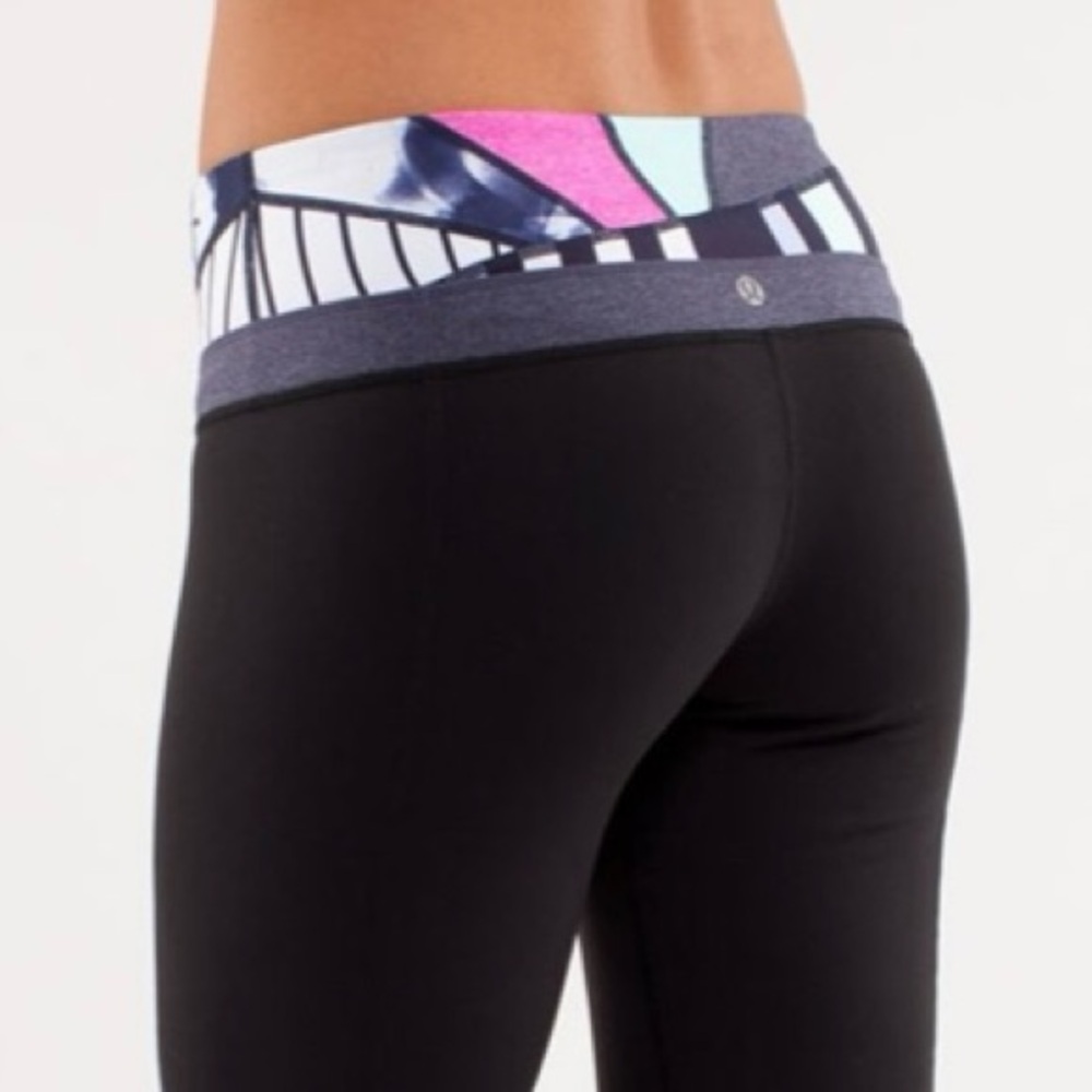 Reversible Groove Crop Yoga Pilates Workout Leggings Capris Lounge Pants